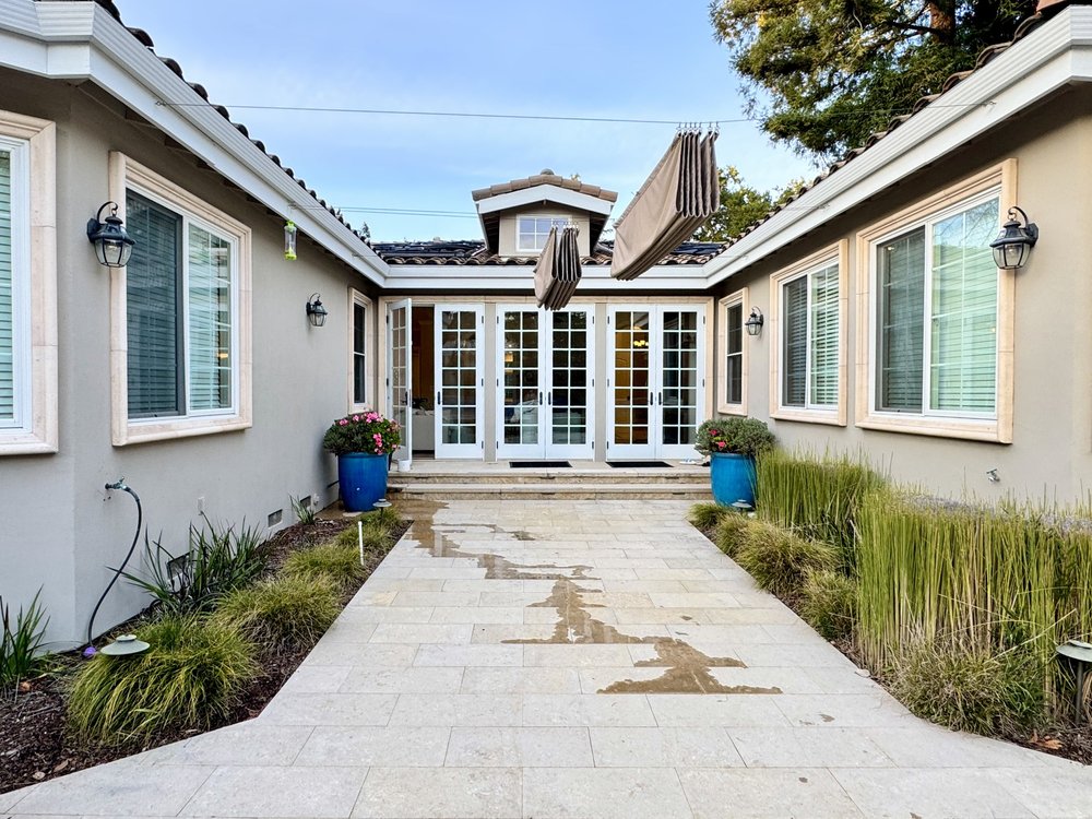Courtyard at Benvenue Avenue, Los Altos before staging
