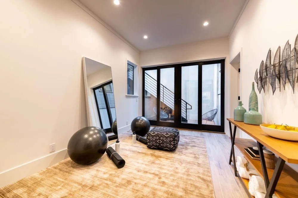 Home gym at Cypress Court, Los Altos Hills after staging by Encore