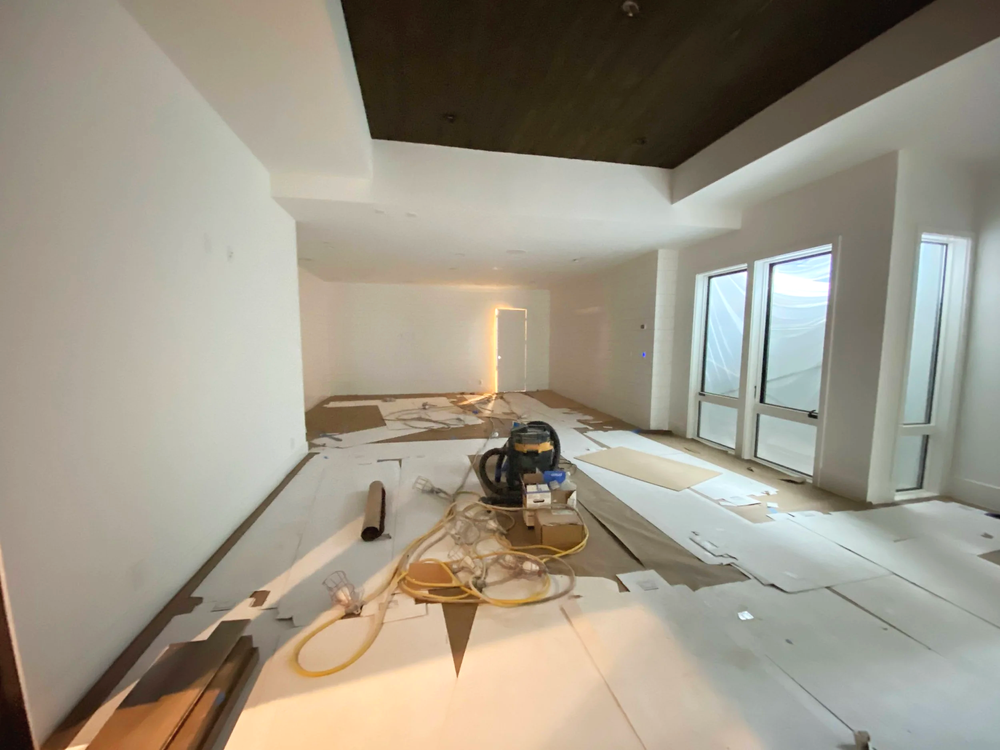 Lounge at Cypress Court, Los Altos Hills before staging
