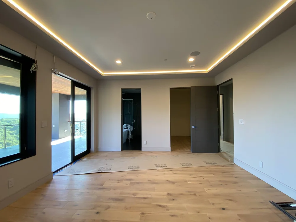 Bedroom with a view at Blackberry Hill Road, Los Gatos before staging