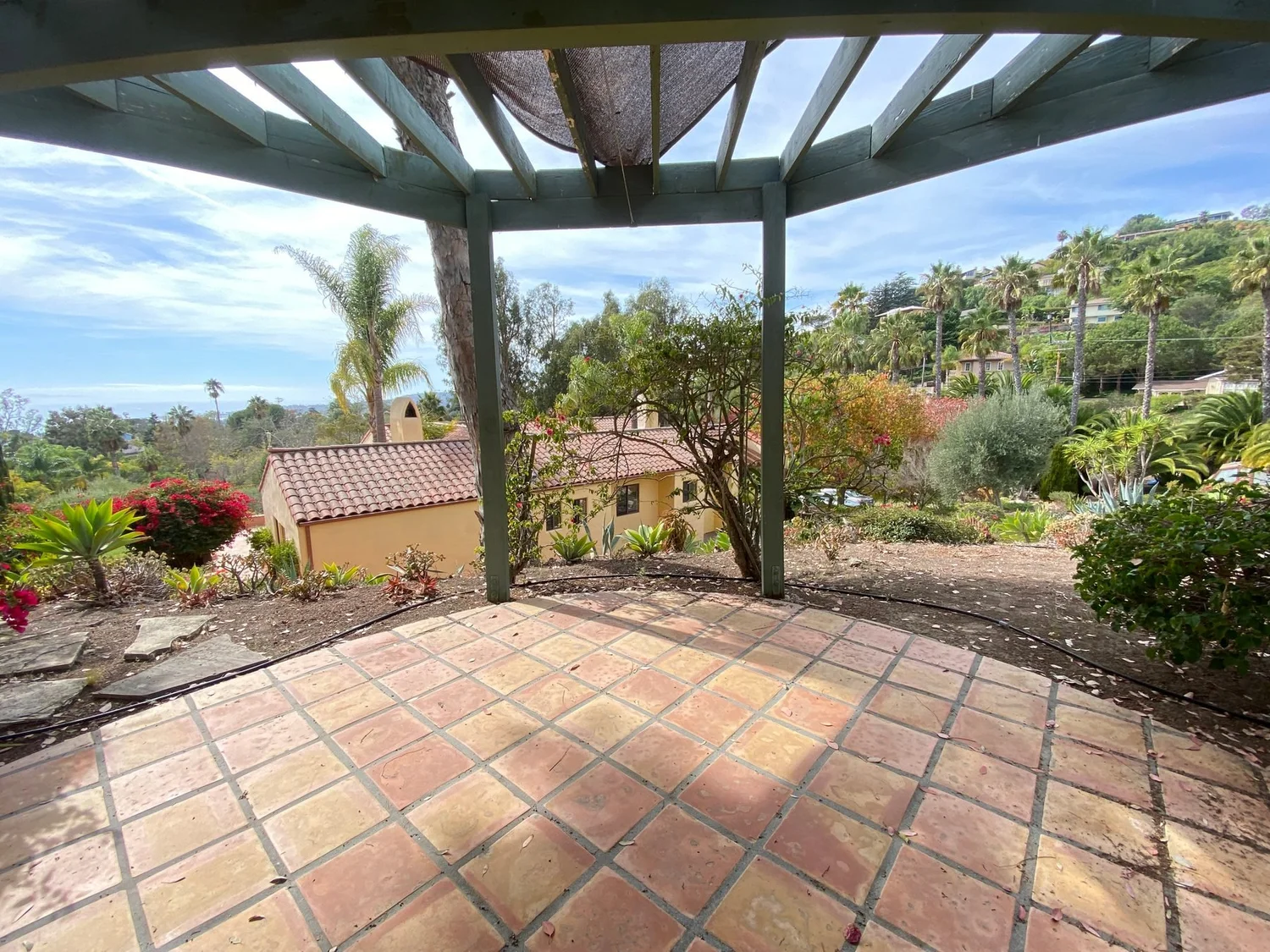 Pergola at 1910 Barker Pass Road, Santa Barbara before staging