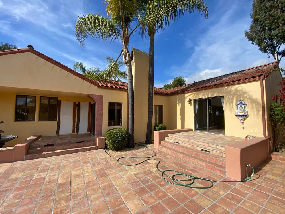 Courtyard at 1910 Barker Pass Road, Santa Barbara before staging