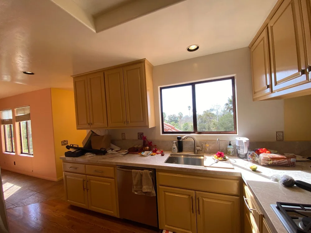 Kitchen at 1910 Barker Pass Road, Santa Barbara before staging