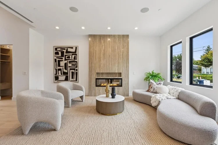 Living room at 743 Edge Lane, Los Altos