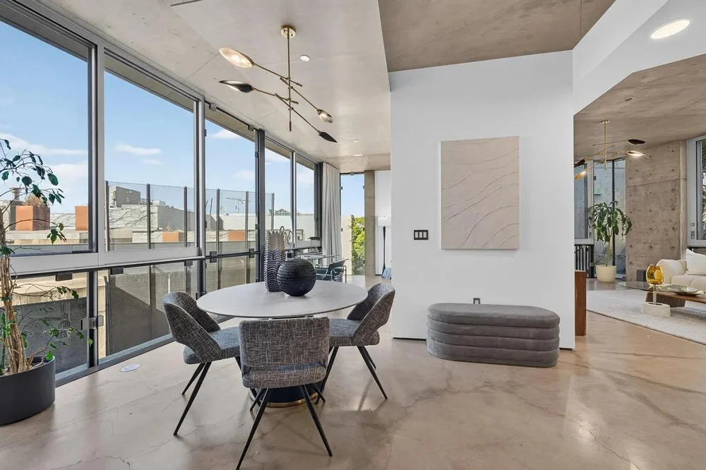 Dining area at 102 University Ave #3C, Palo Alto after staging by Encore