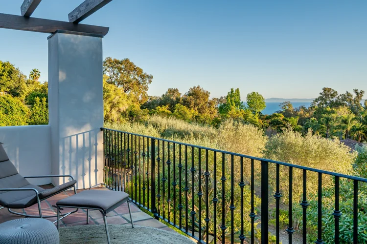 Balcony with ocean view at 1910 Barker Pass Road, Santa Barbara