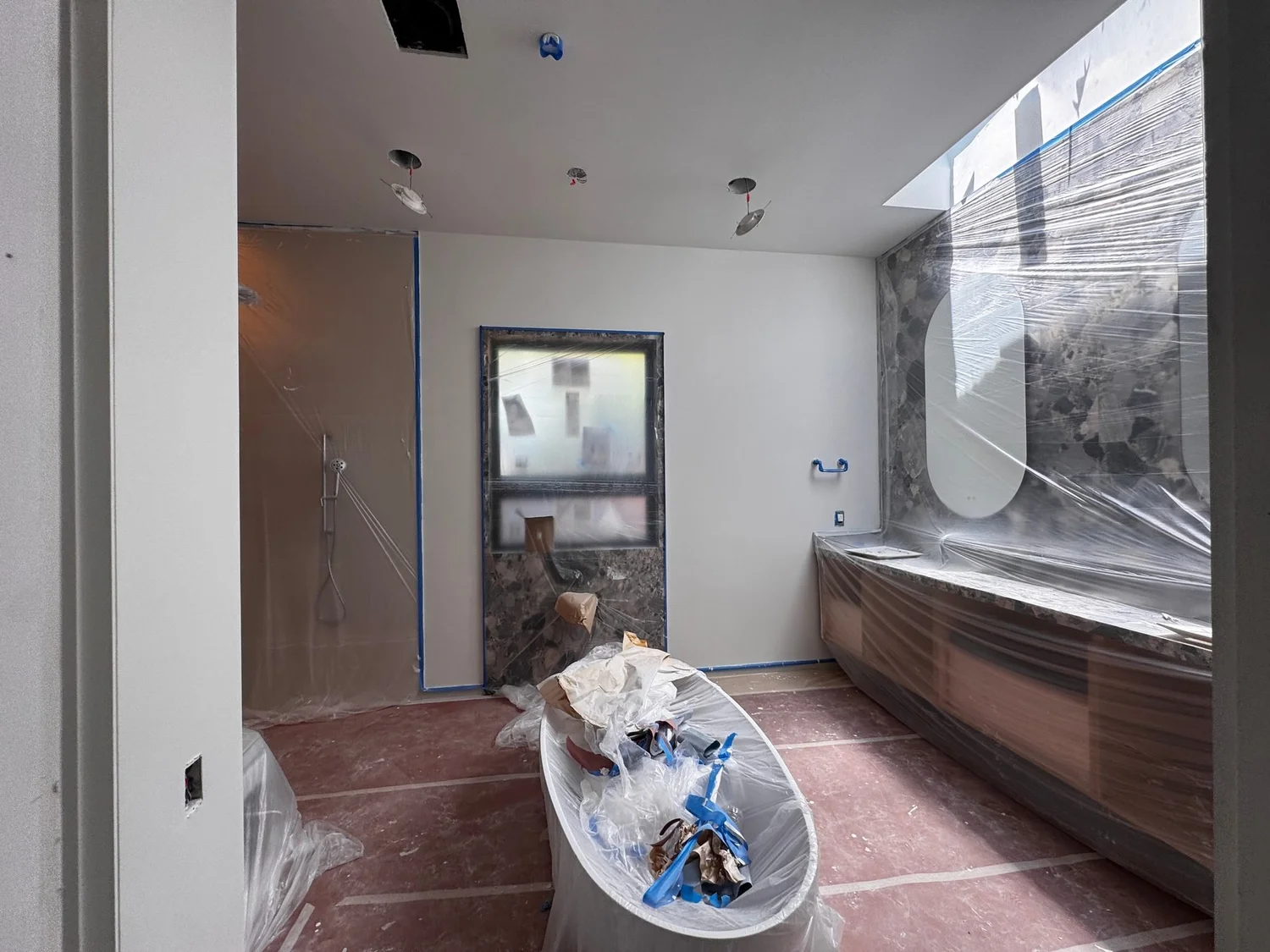 Primary bath at 743 Edge Lane, Los Altos before staging