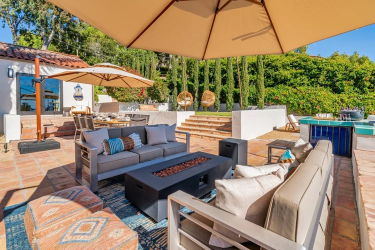 Outdoor lounge at 1910 Barker Pass Road, Santa Barbara