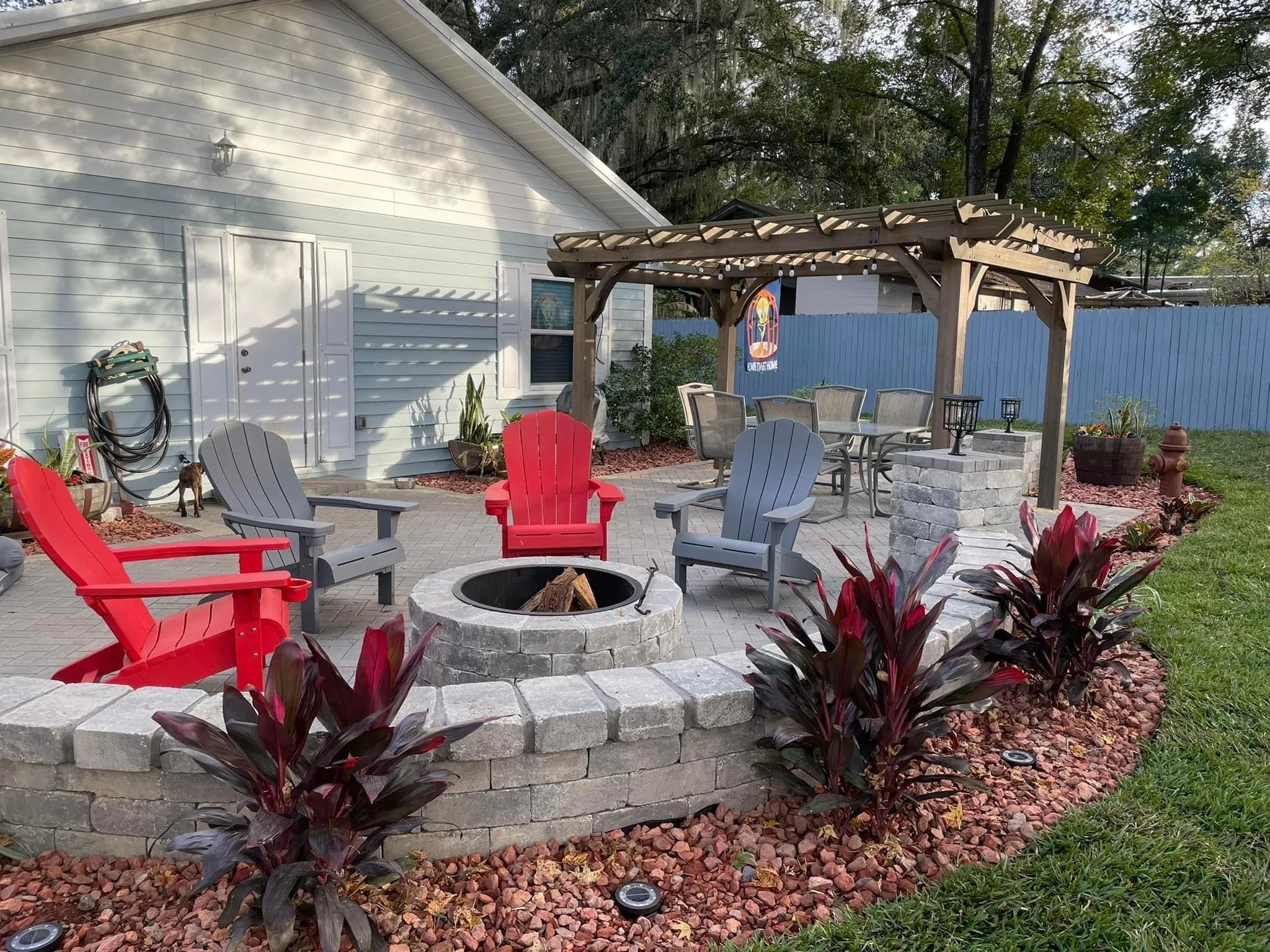 Custom Paver Patio Ocala with Block Fire Pit Install. Paver Install Ocala