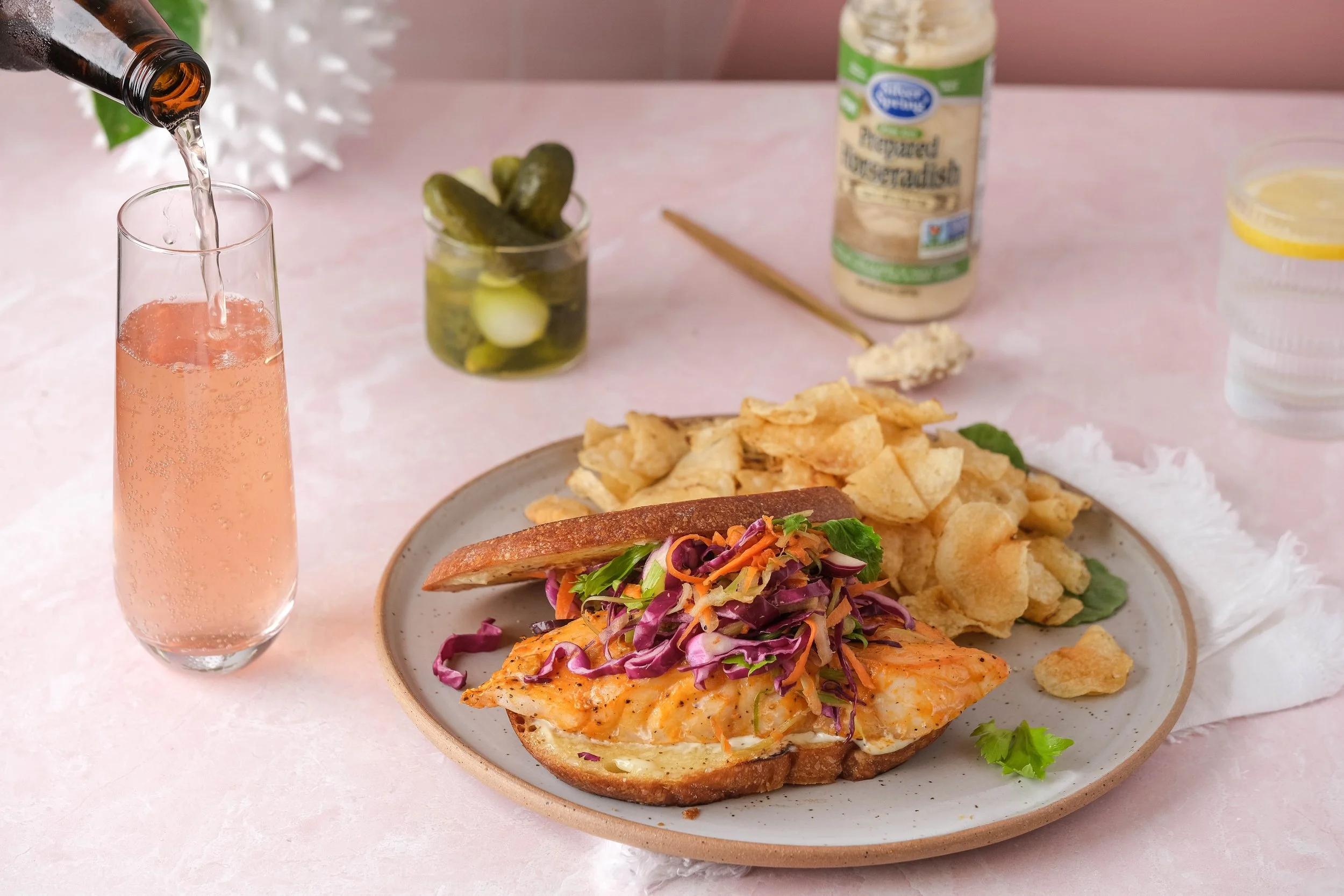 Bloody Mary Grouper Sandwich