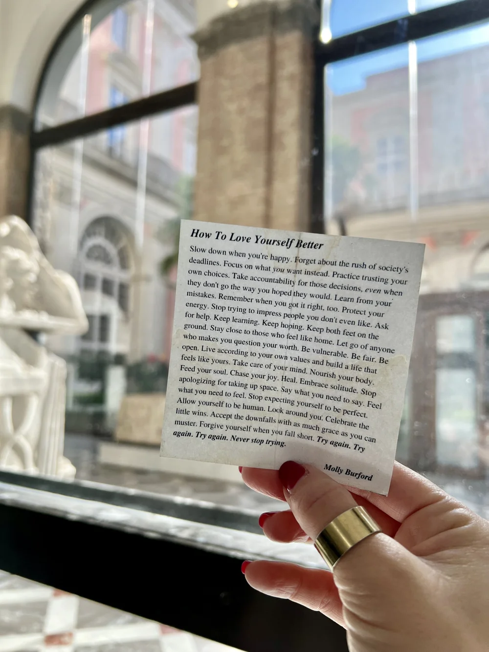 Peering outside from the Museo Archeologico Nazionale di Napoli 