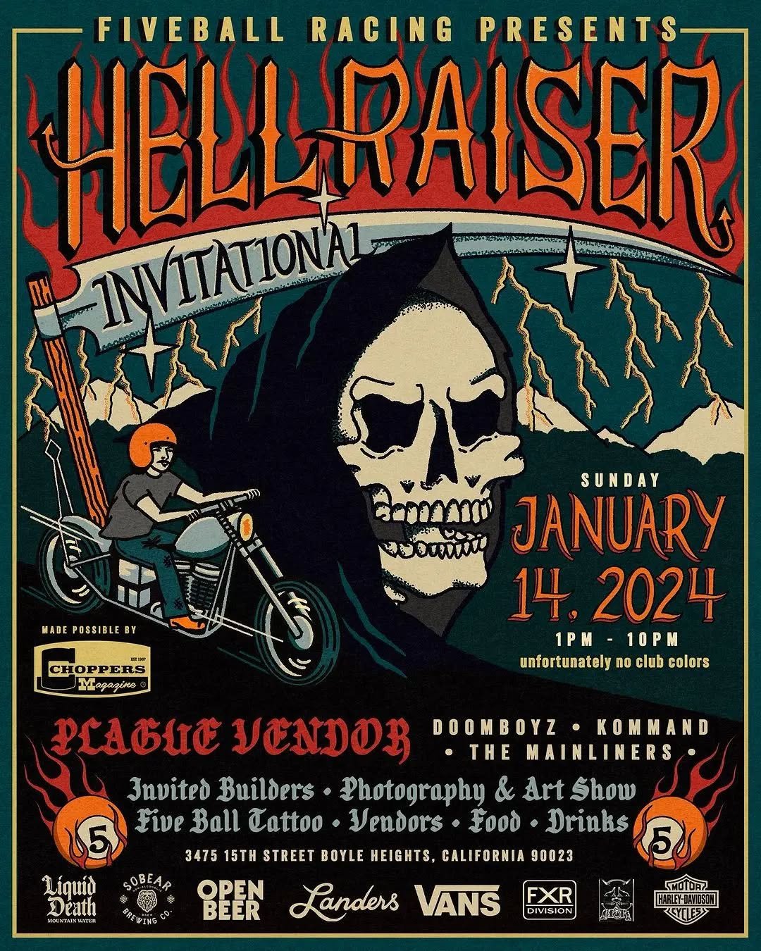 The spot to be in DTLA today! I'll be bringing the light show to the Hellraiser Invitational this evening. Thanks to @fiveballracingleathers @fiveballstudios for bringing me on!