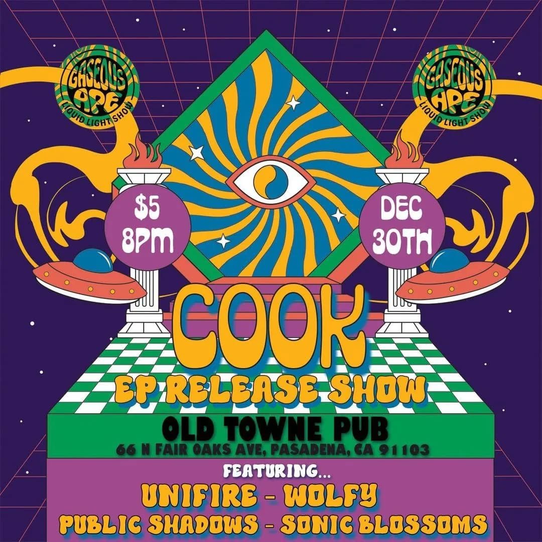 Final show of the year! Want to say in on New Year's Eve? Come party the day before. Stoked to be lighting up @oldtownepub again for my friends @cook_theband to celebrate their EP release!

Got some rad musicians on the bill! @unifiremusic, @wolfy.wa