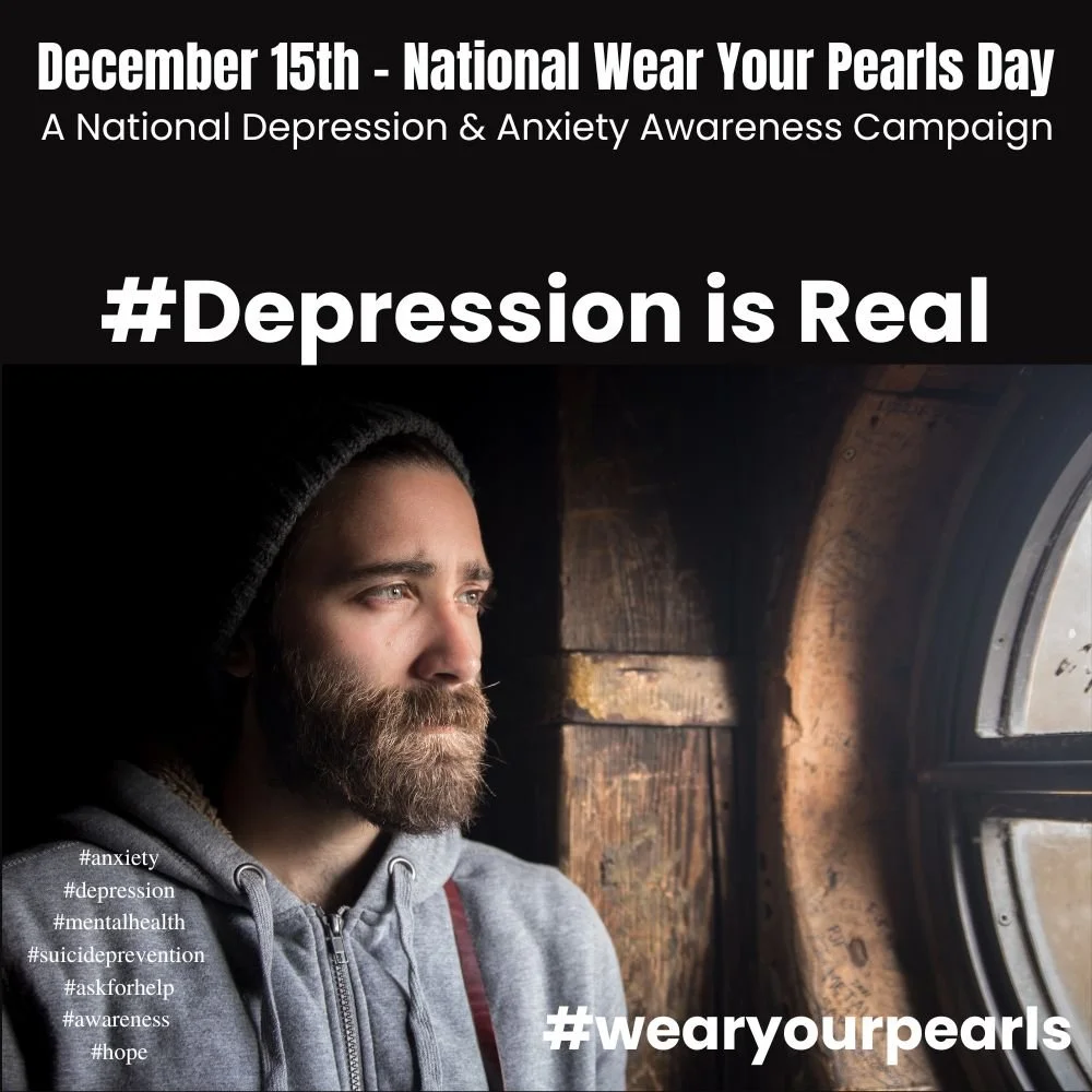 Ad Campaign Creation, Design, Copy, Marketing - Shelly B. Copy. National Wear Your Pearls Day (U.S. Dec. 15th) Mental Health & Wellness Campaign for Anxiety and Depression Awareness