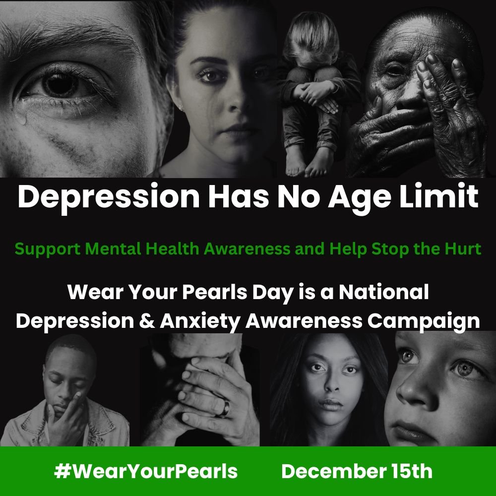 Ad Campaign Creation, Design, Copy, Marketing - Shelly B. Copy. National Wear Your Pearls Day (U.S. Dec. 15th) Mental Health & Wellness Campaign for Anxiety and Depression Awareness