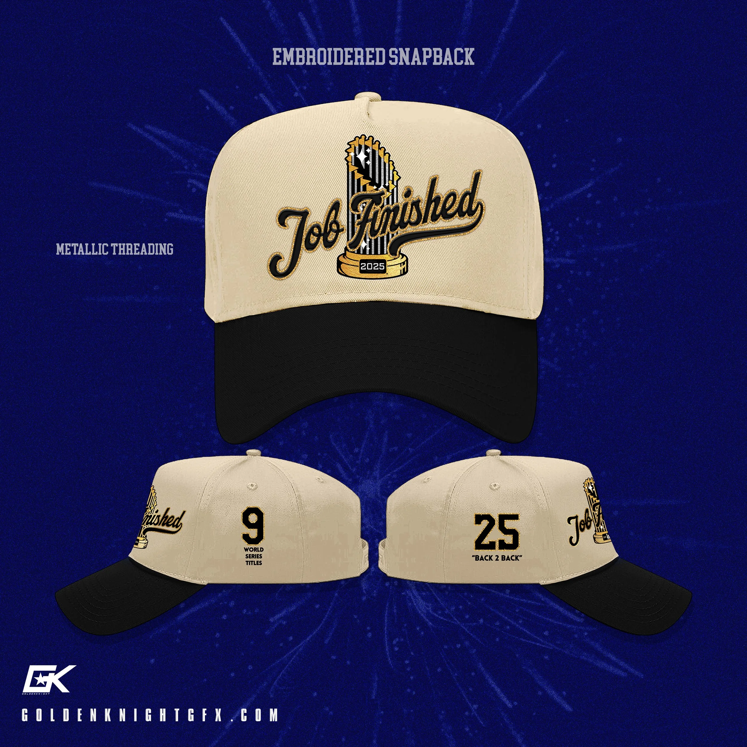 JOB FINISHED 2025 BACK TO BACK - EMBROIDERED SNAPBACK HAT (LIMITED PIECES)