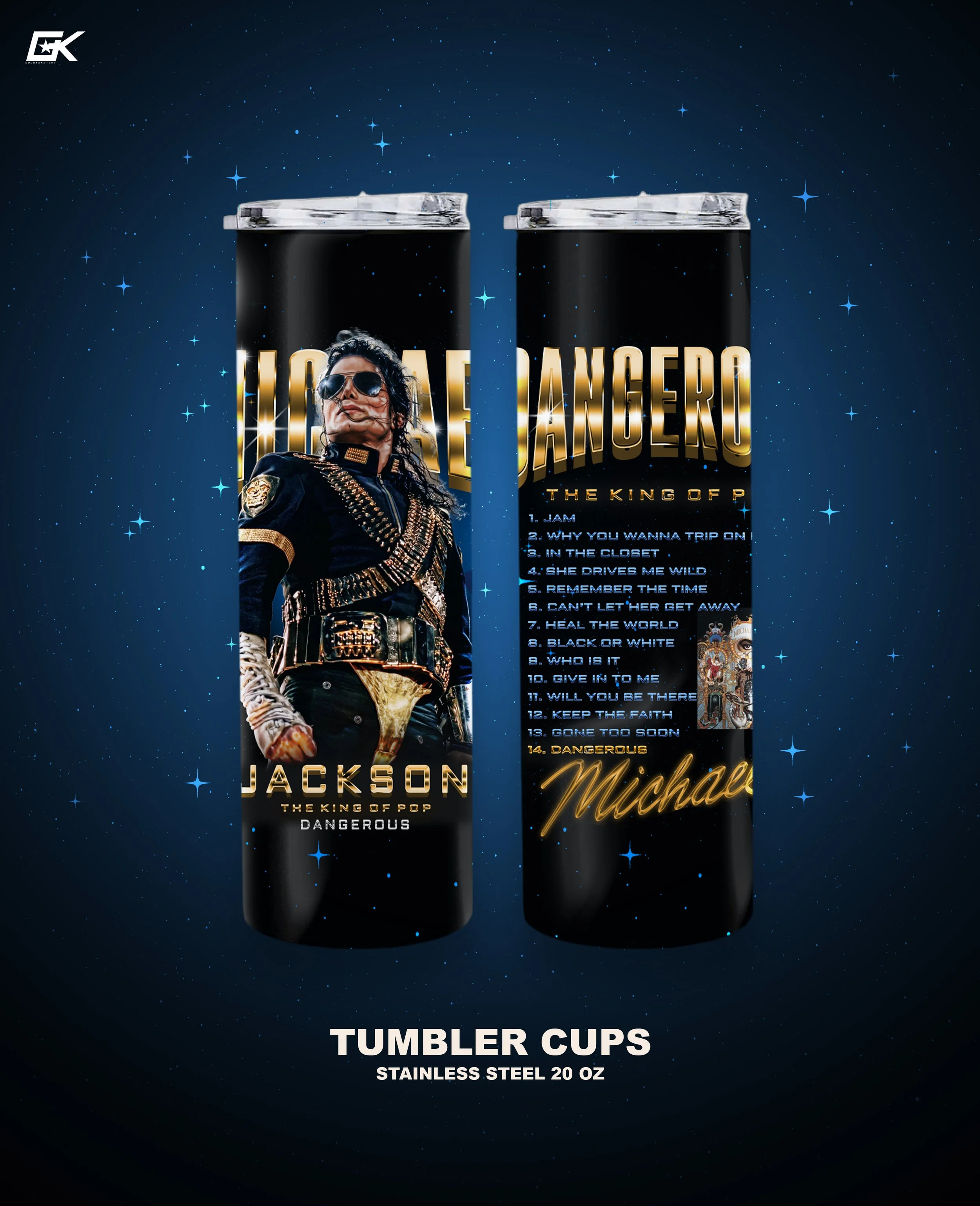 MICHAEL JACKSON DANGEROUS - Stainless Steel Cup Tumbler 20 oz