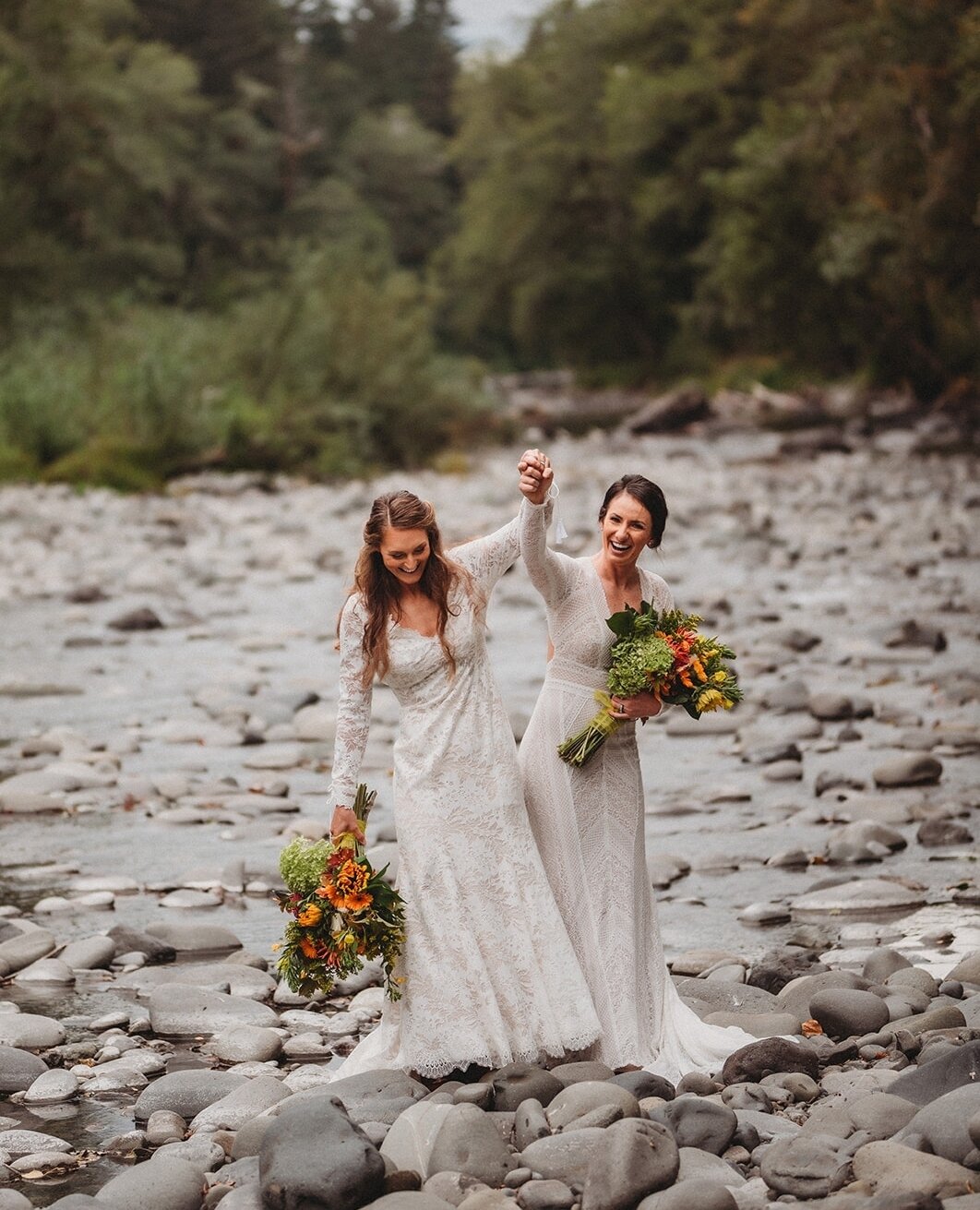 Thinking back to this fun day! M&amp;M eloped this past September at a gorgeous spot on the Sol Duc River, not too far from Crescent Lake. It was a really sweet ceremony, and the location made for some really cool photos, like this one from @chriskla