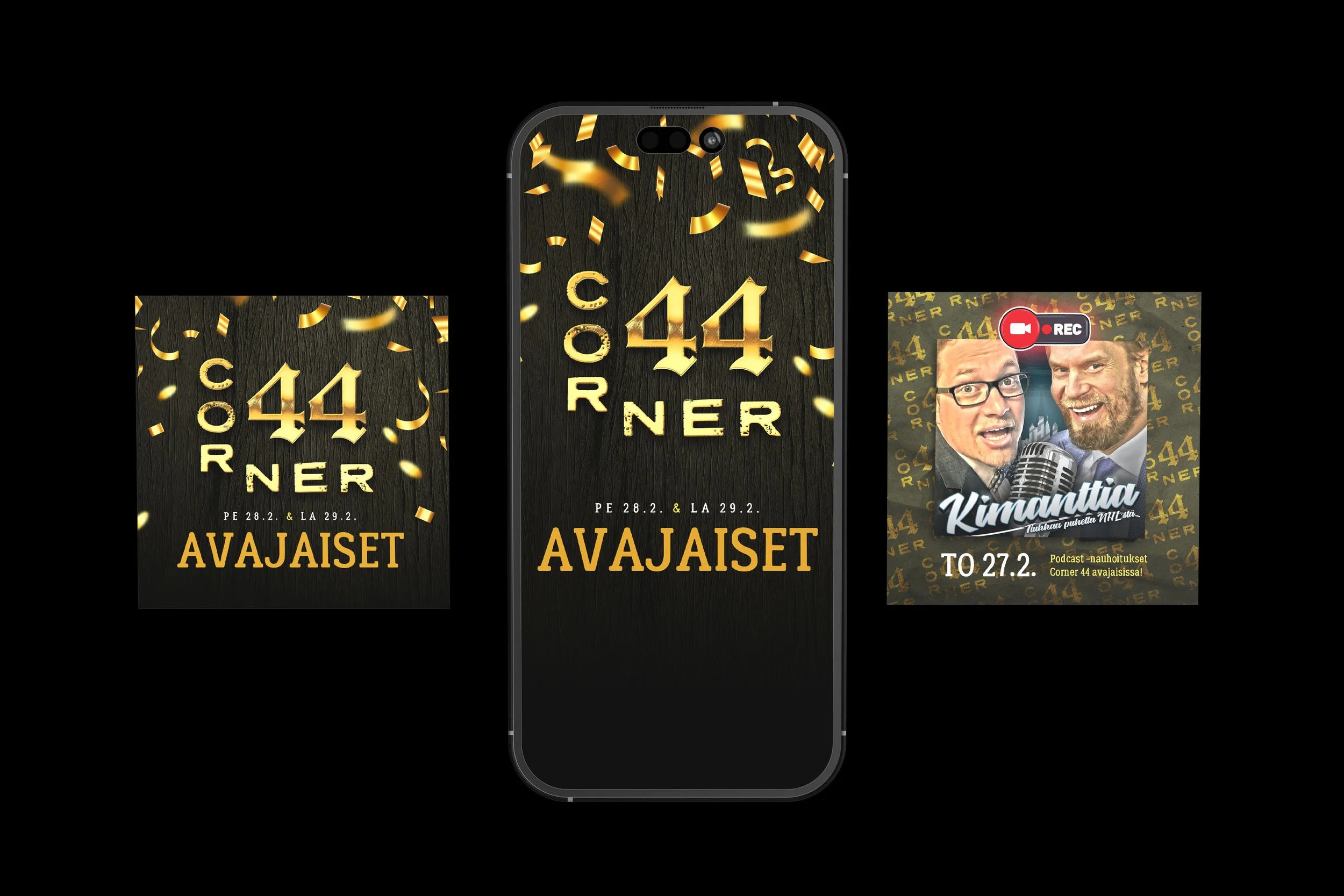 Avajaistapahtuman bannereita