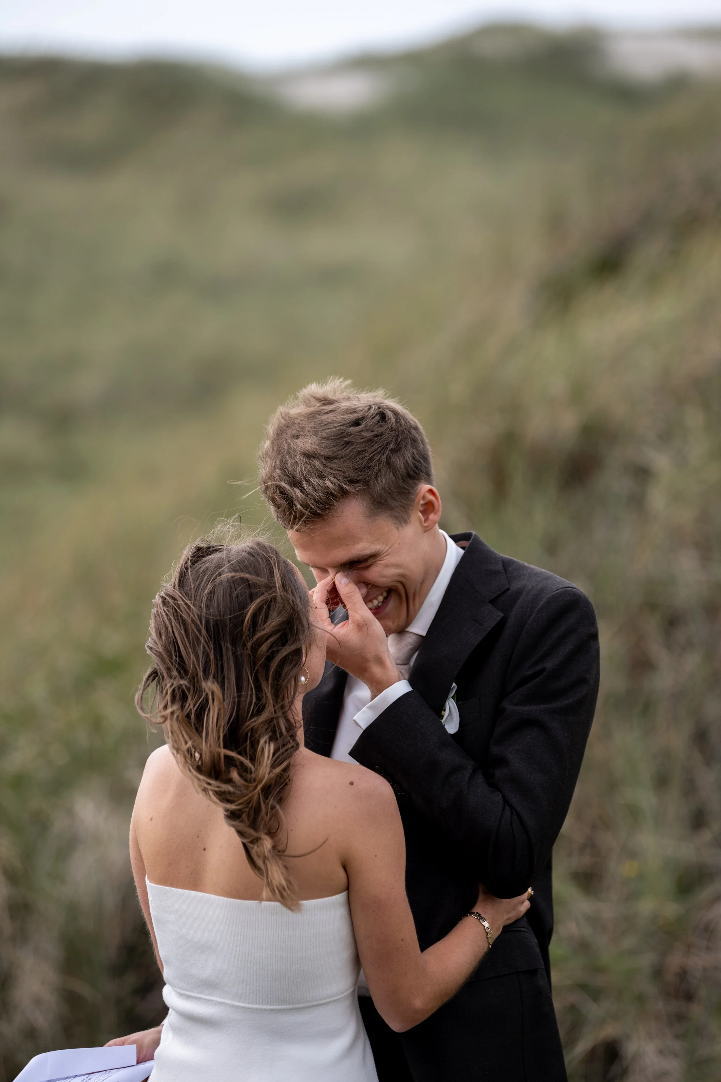 Bride and groom in nature on their wedding day