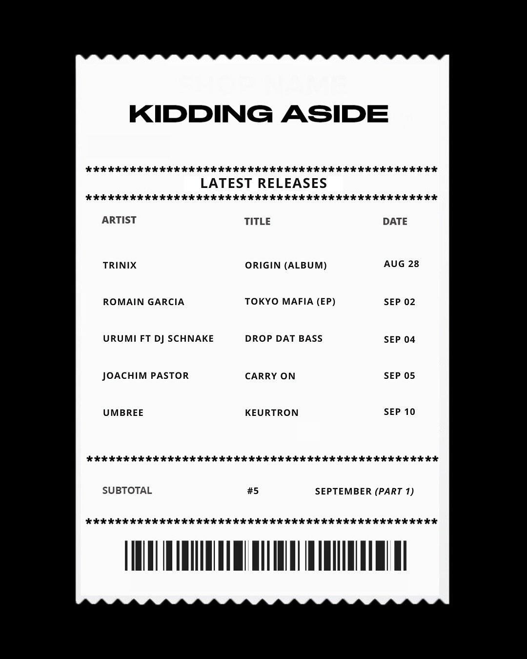 Recent releases from Kidding Aside artists 💥