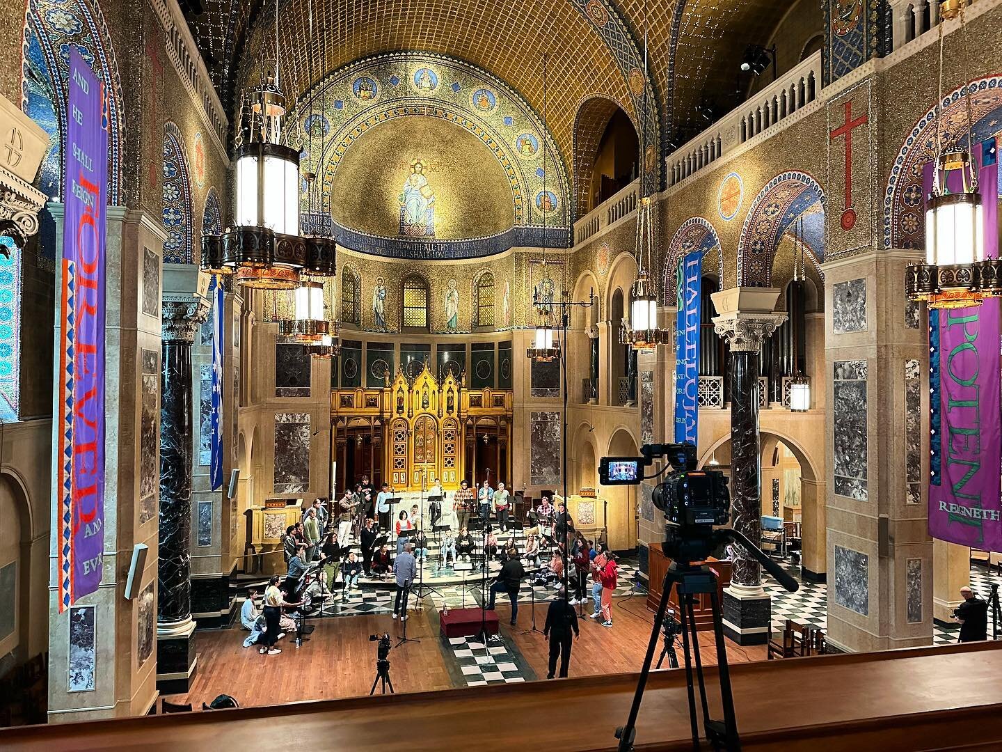 Setting up one of 7 cameras at @christchurchnyc as we prepare to capture @westminsterchoircollege