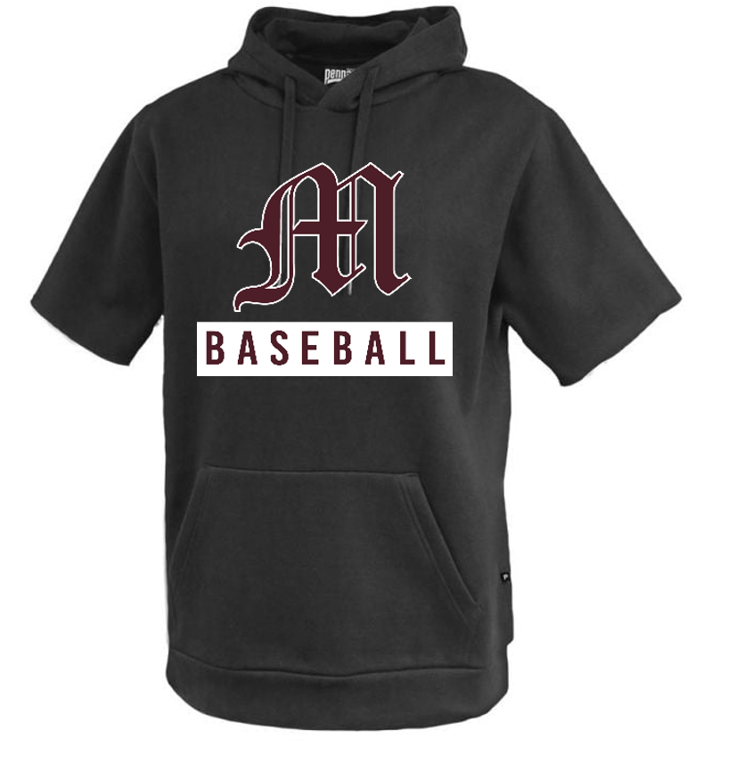 Maroon Short Sleeve Hoodie Fleece- Black