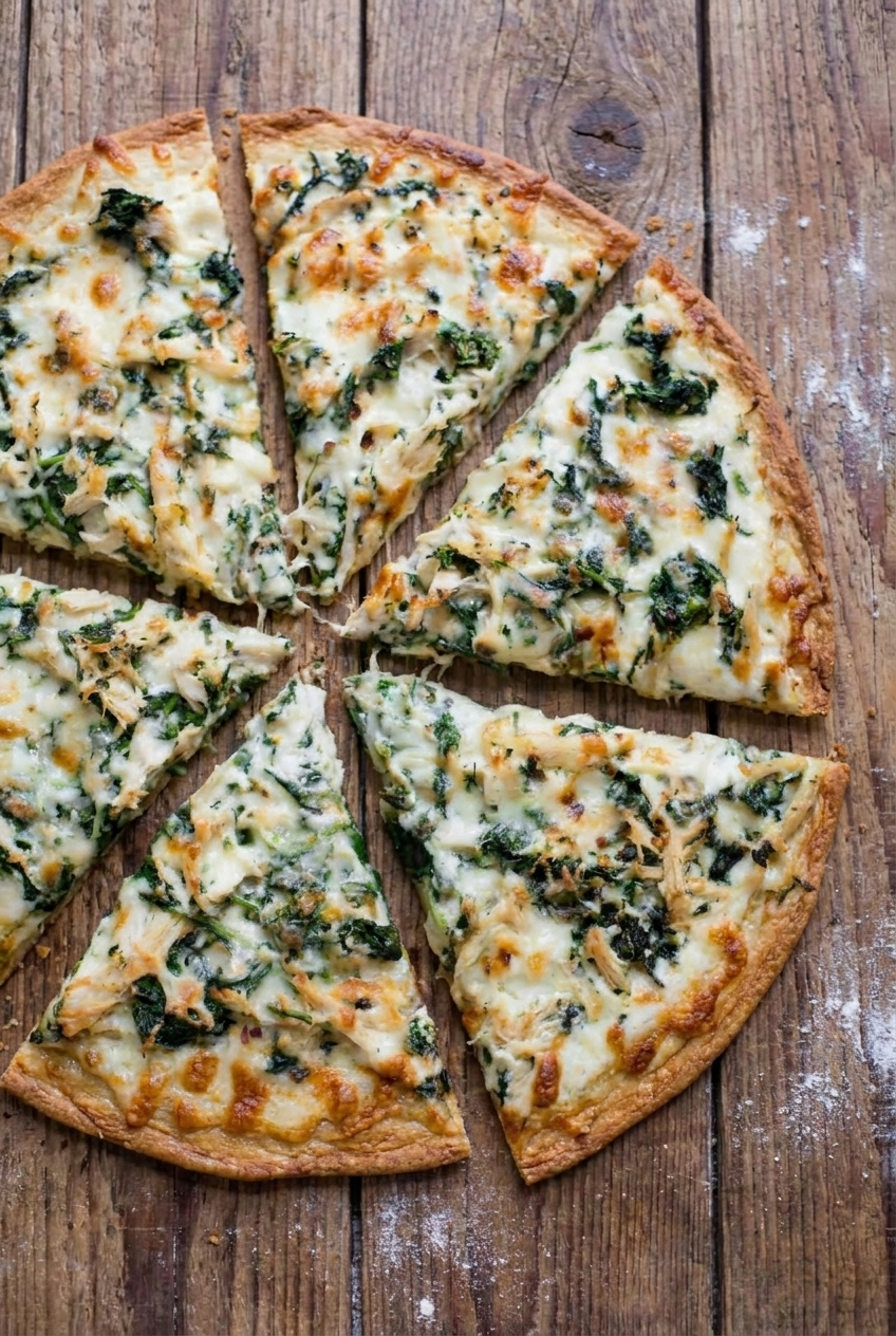 Chicken Alfredo Spinach Pizza