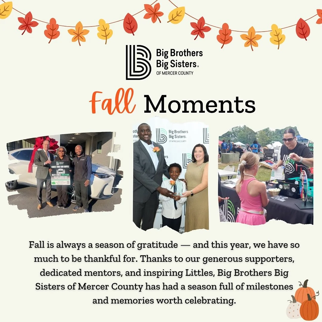 Thank you to our dedicated staff, board, sponsors, and awardees for helping make this fall a season of impact and inspiration. 💚 Together, we continue to empower the potential of youth across Mercer County. #BBBSMercer #bigimpact