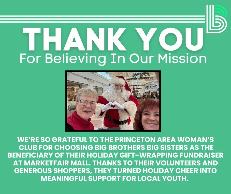 We&rsquo;re honored to thank the Princeton Area Woman&rsquo;s Club for their generous holiday donation to BBBS Mercer County. For five decades, PAWC has been a powerful force for good in Princeton and throughout Mercer County, supporting women, child