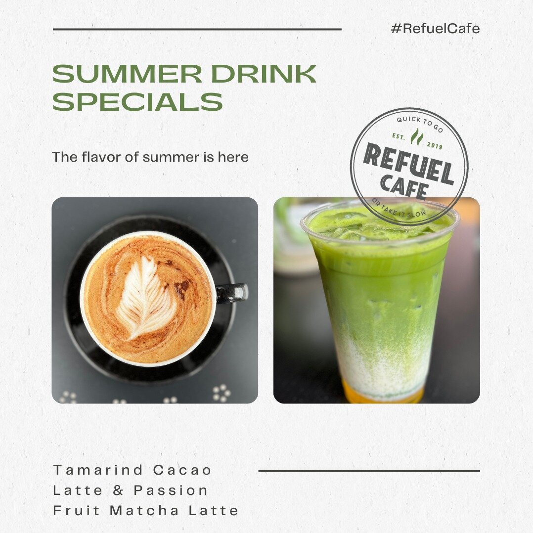 Summer is officially here and we have some fun &amp; unique summer drink specials just for you! 

🌄 Tamarind Cacao Latte 🤩 🍫
🏙 Passion Fruit Matcha Latte ❤ 💃
🌇 Dark Chocolate Amaretto Cold Brew 🍒
🎇 Caramel Apple Red Bull 🍏🍮

Stop by and let