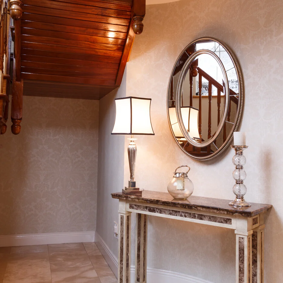 Copenhagen - Oval Beaded Mirror - Large - Mirrors.ie - hallway shot.jpg