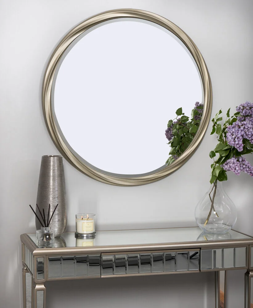 Sydney Mirror Small Round Silver Champagne — MIRRORS.IE