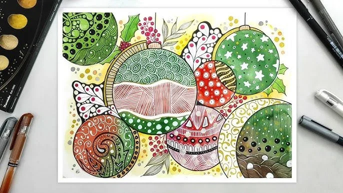Watercolor Zen Doodle Workshop - HOLIDAY THEME