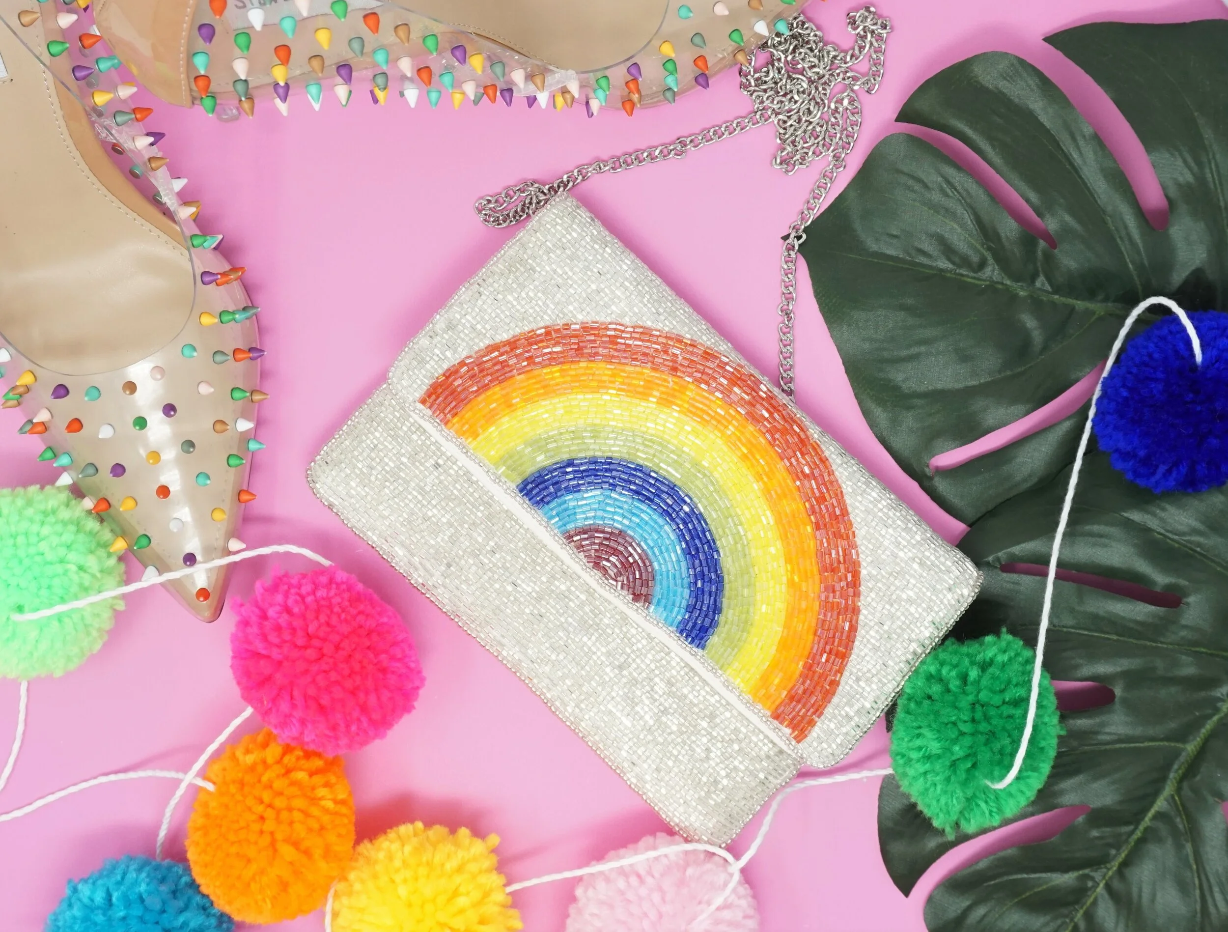 Rainbow Beaded Clutch