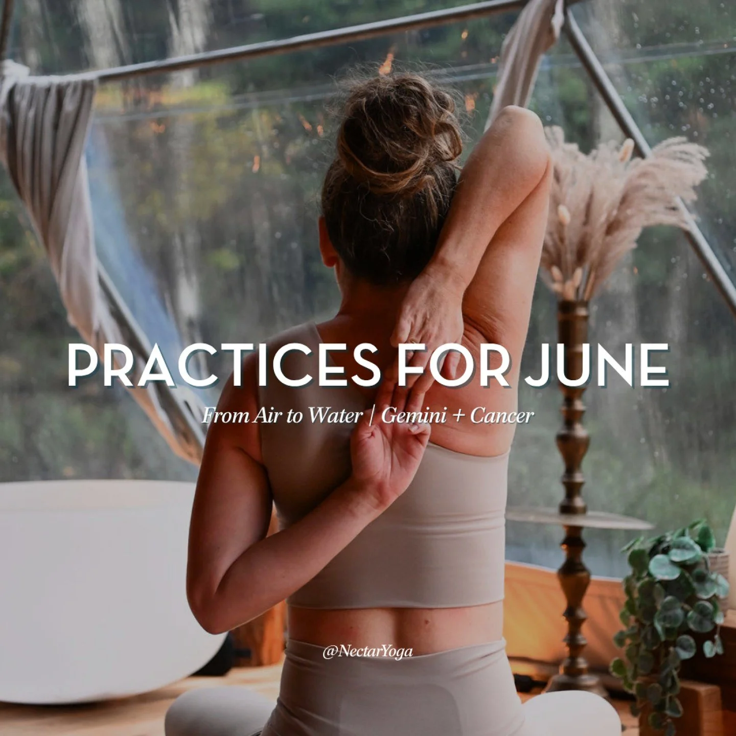June is a month of two energies. This month's practices begin in Gemini season, working with the shoulders, arms, breath, and nervous system, before the solstice shifts everything on June 21. Swipe through for an overview of what June holds, and head