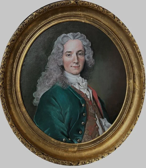 Voltaire after Largilliere, oil on canvas, 64x72, Inger Klintstam.jpg
