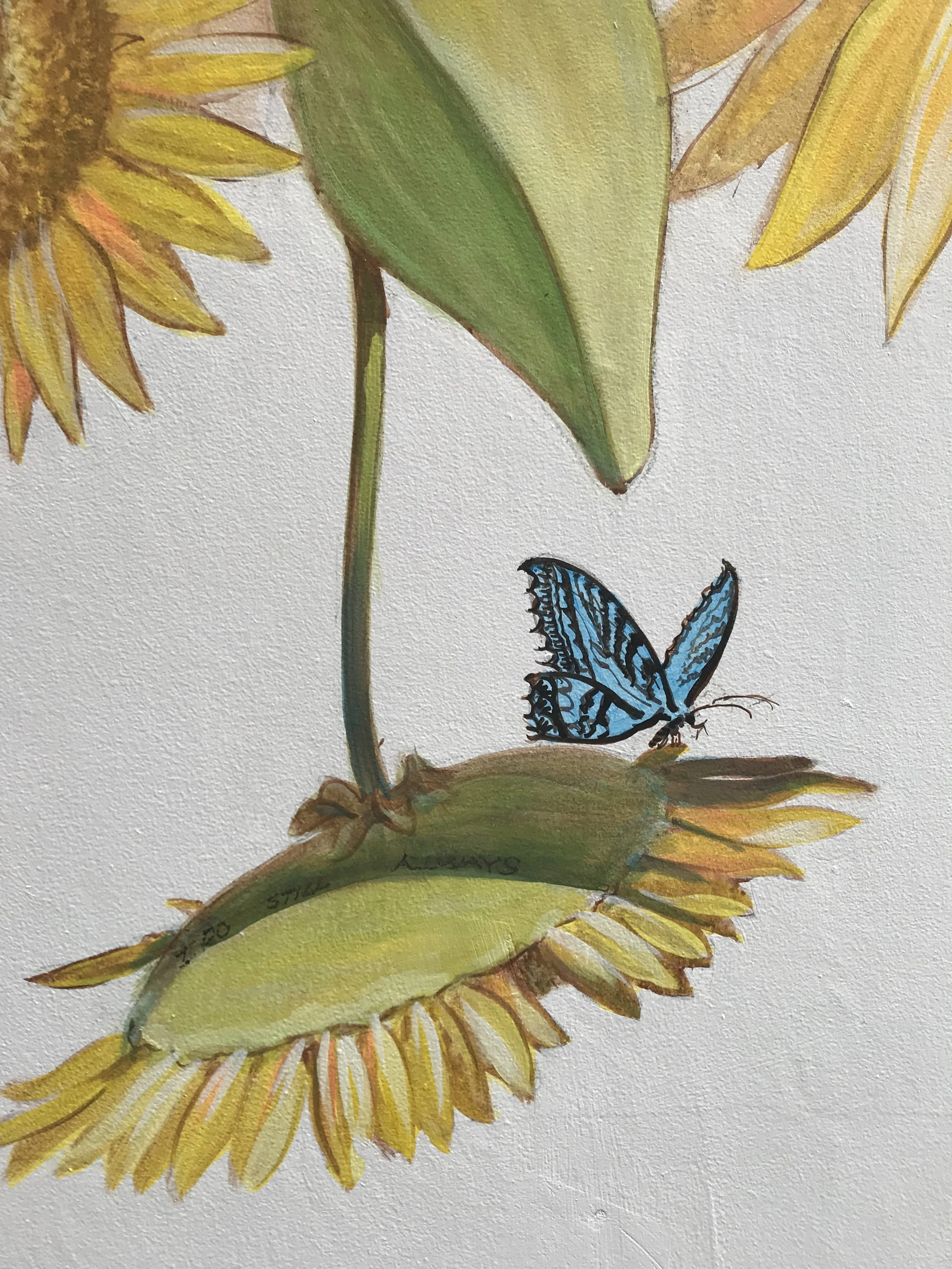 Butterfly detail from public botanical mural at Calyx Berkshire.
