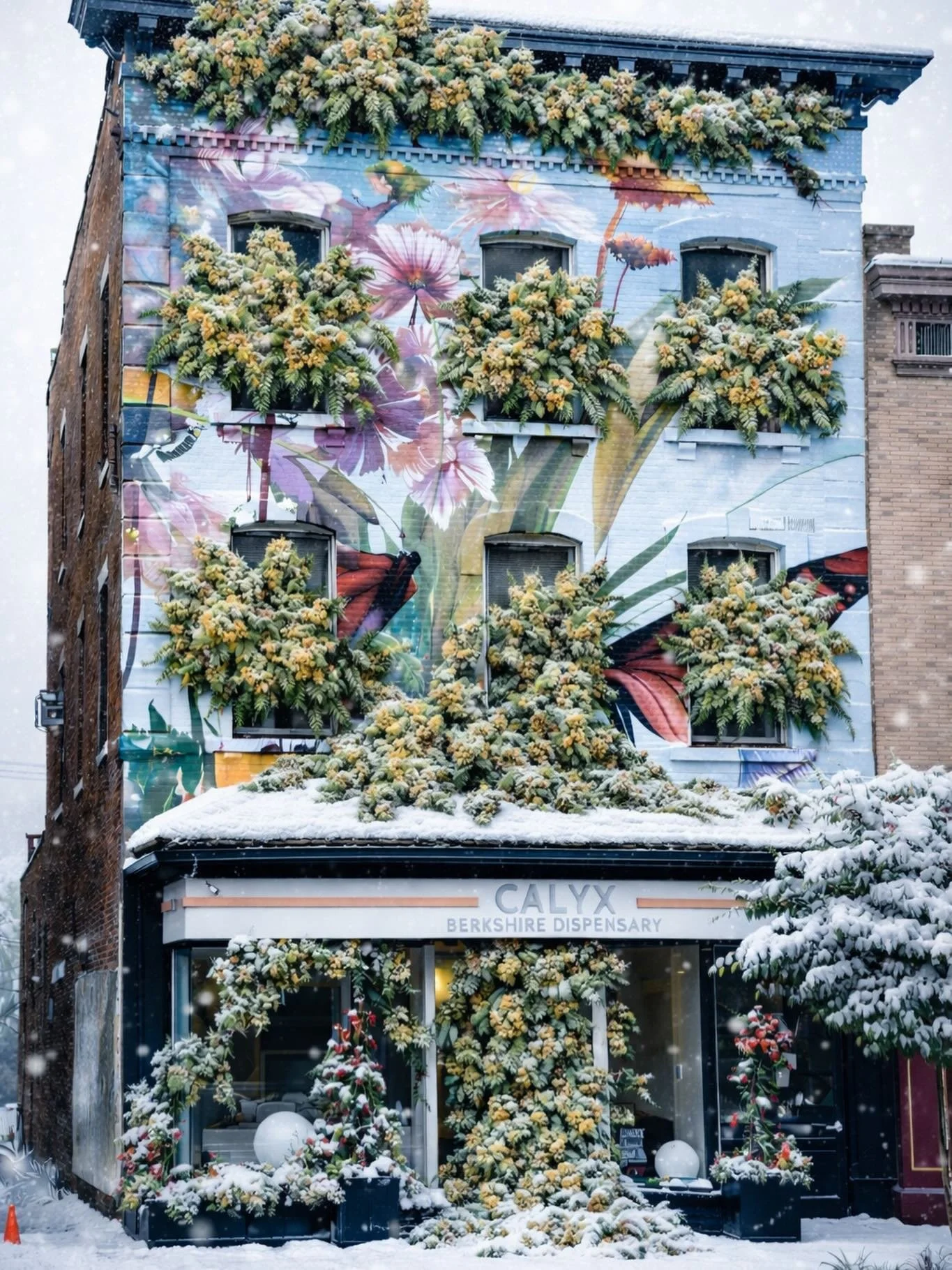 Snow outside, good vibes inside ❄️Swing by and stock up on all your storm-day essentials. Fresh flower just dropped, perfect timing! #houseofflower