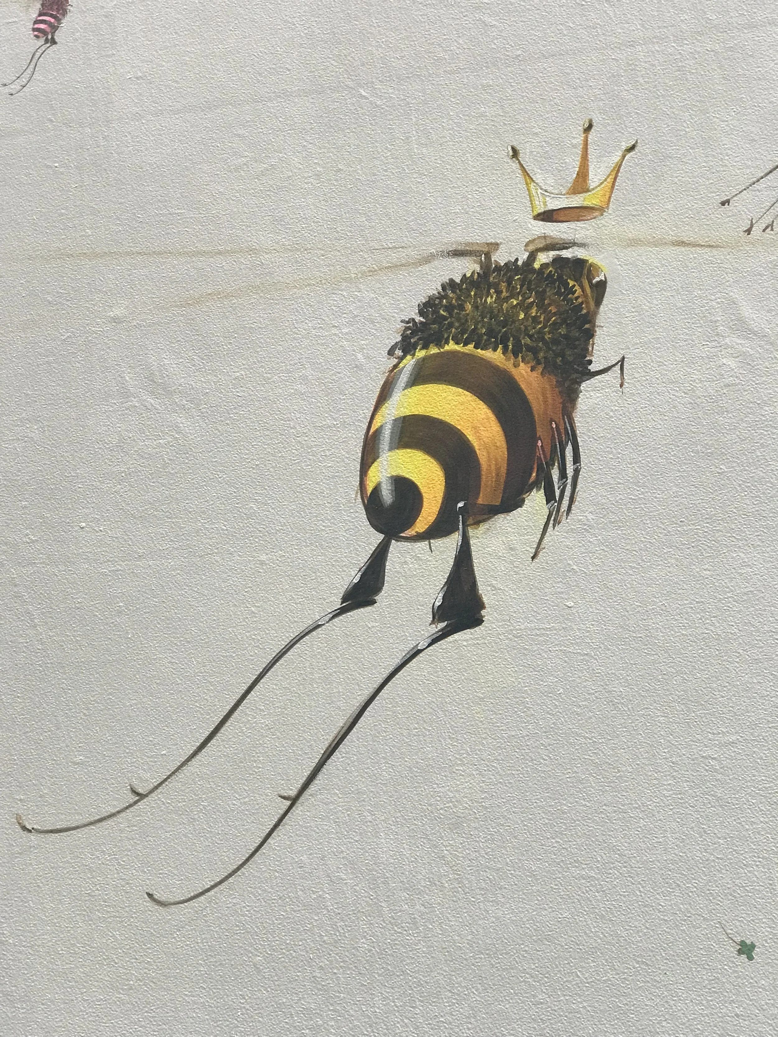 Bee detail from Calyx Berkshire botanical mural in Great Barrington, Massachusetts.
