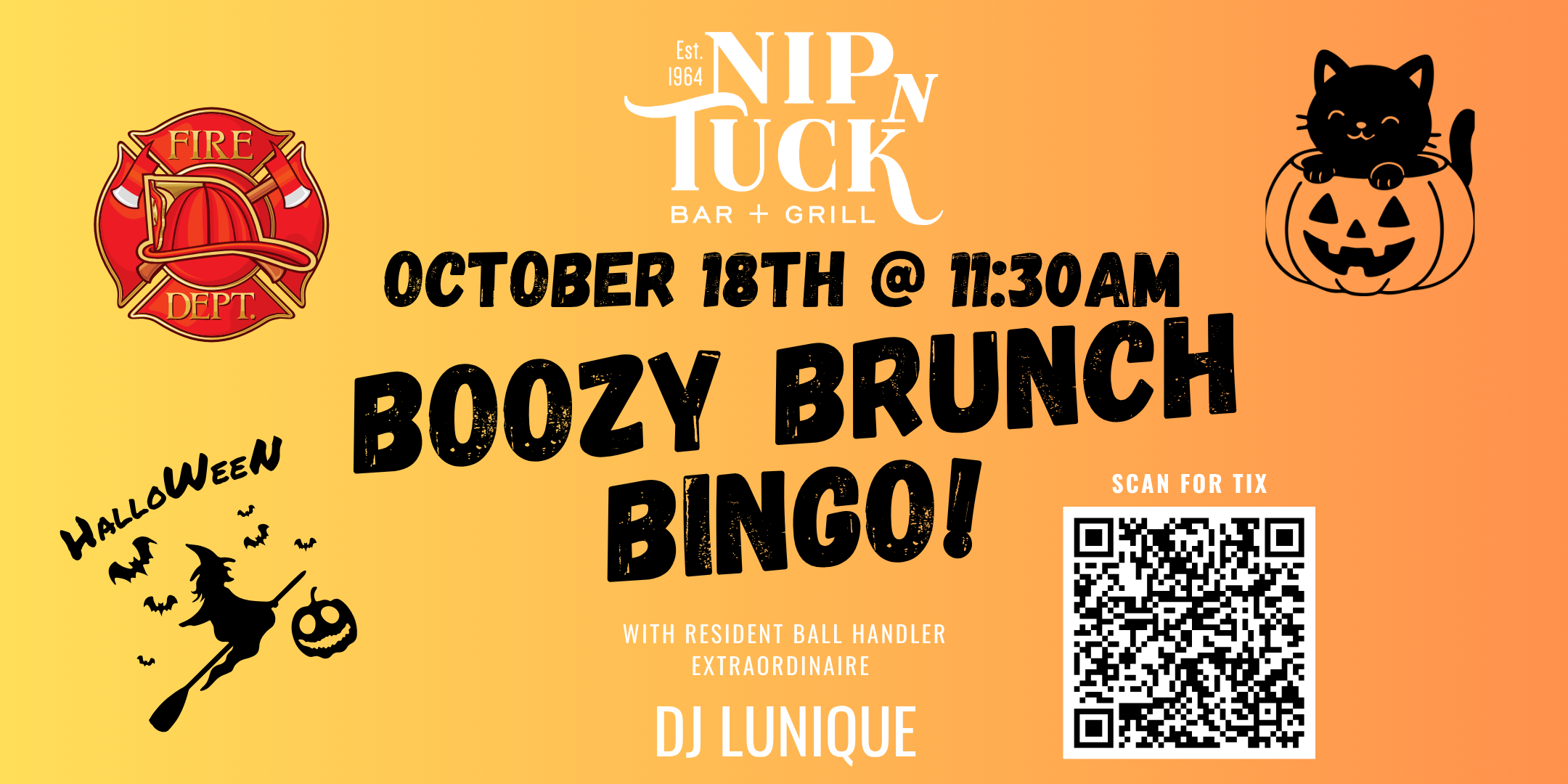 Boozy brunch bingo - Halloween theme - to benefit the Long branch fire department