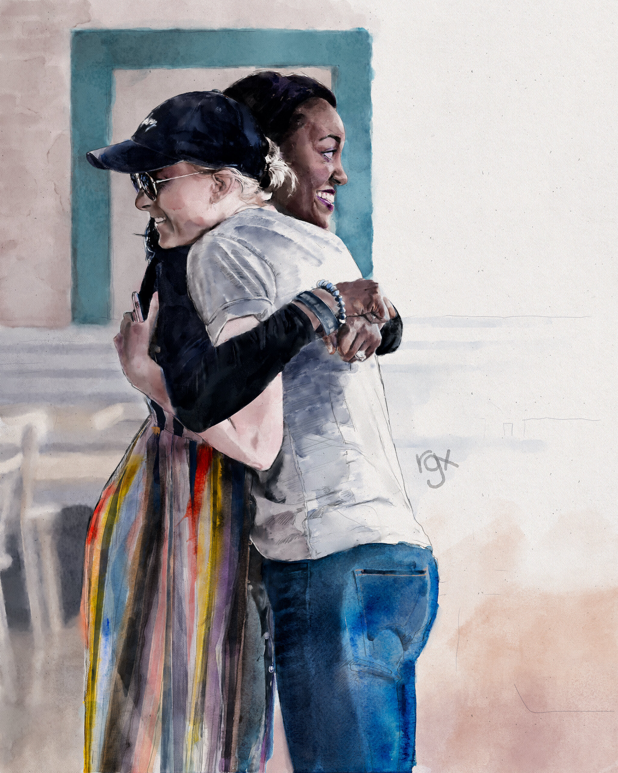 "An Embrace"
16x20in watercolor mixed media