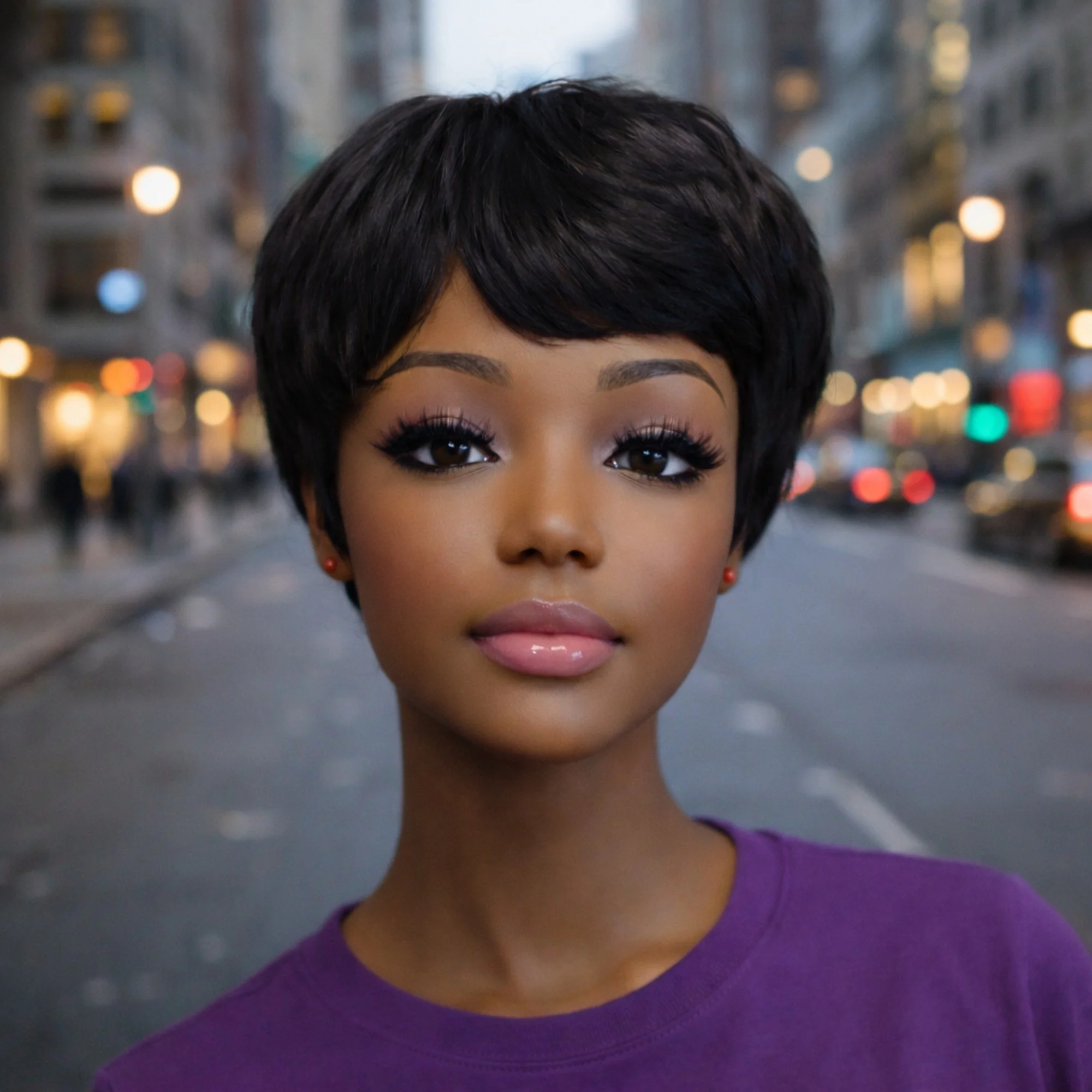 1B Natural Black Pixie Short Wig – Remy Human Hair