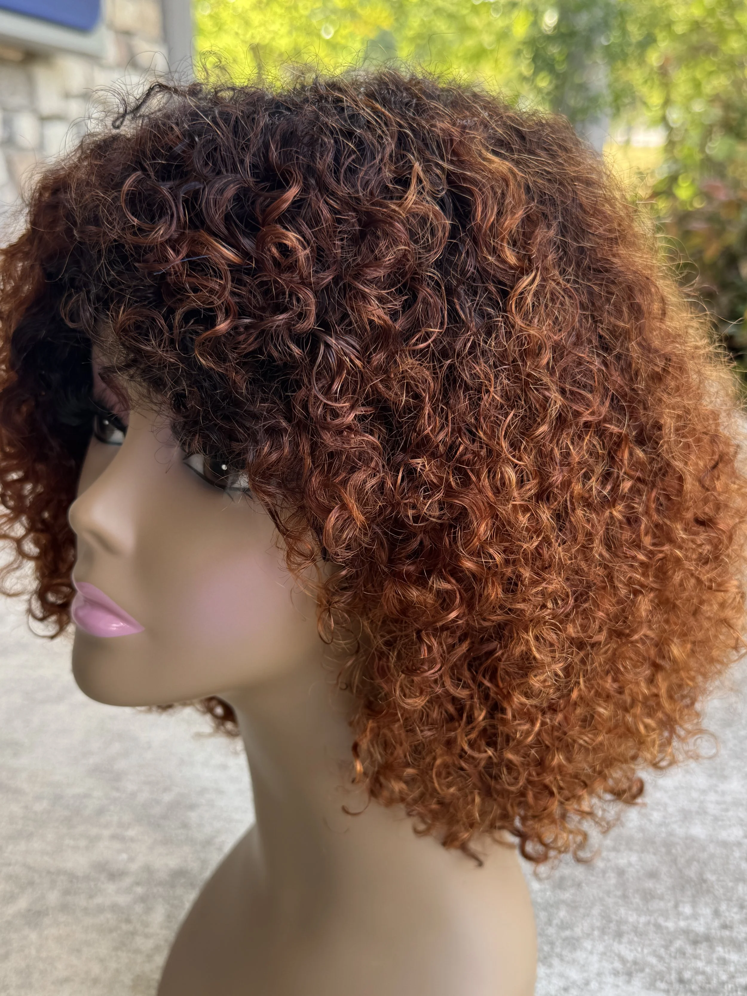 outside view of a Burmese curly full wig showing extra fullness and warm 1B/30 fall color..JPG