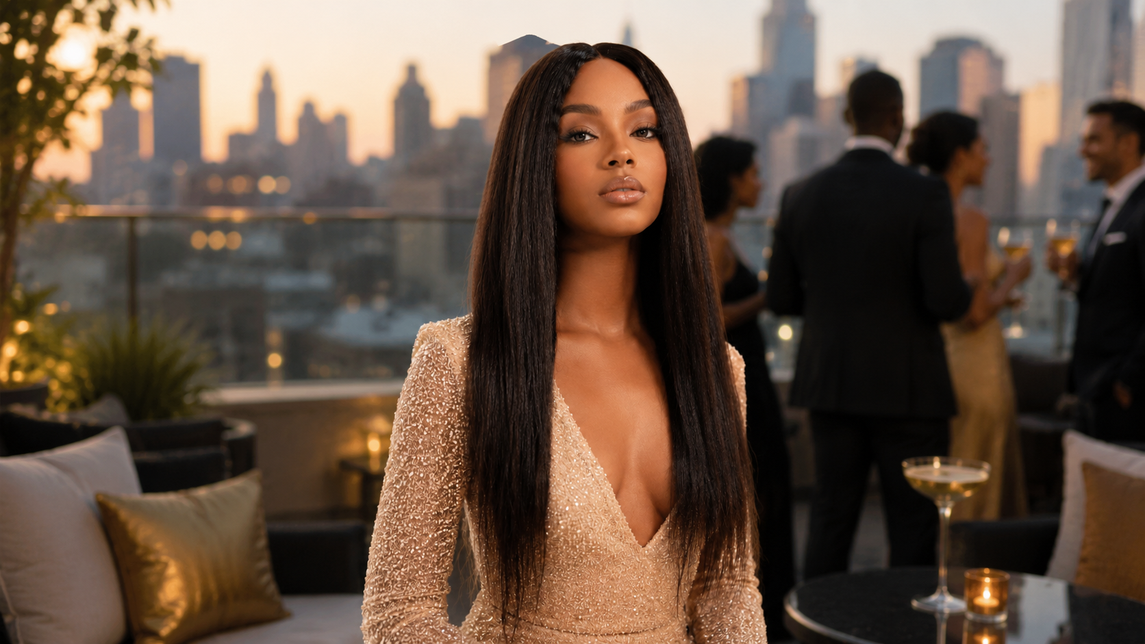 24” Virgin Hair Perm Yaki U-Part Wig (3 Bundles)