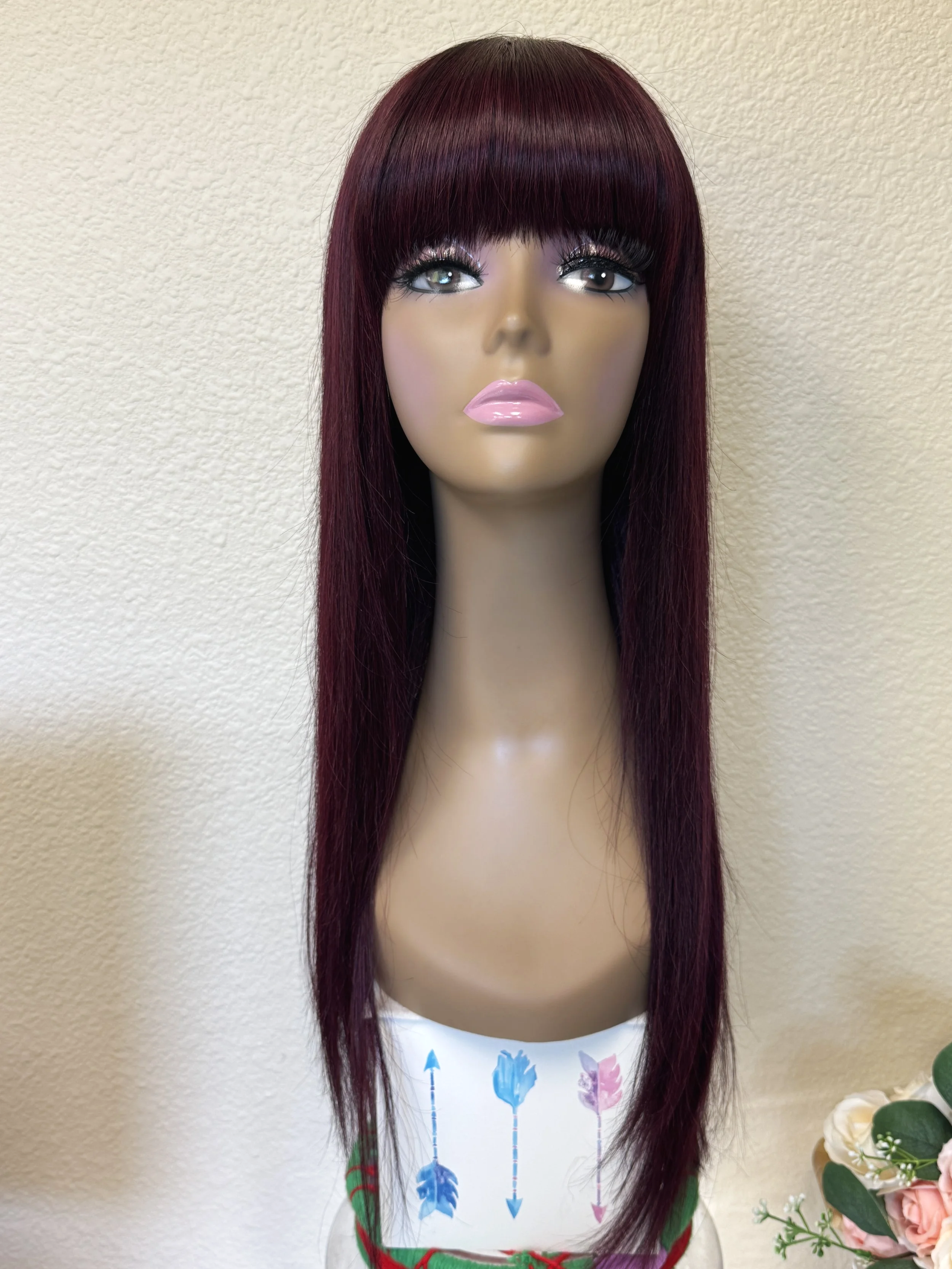 black-wine-straight-remy-human-hair-wig-bangs-model-front-offblackhair.png