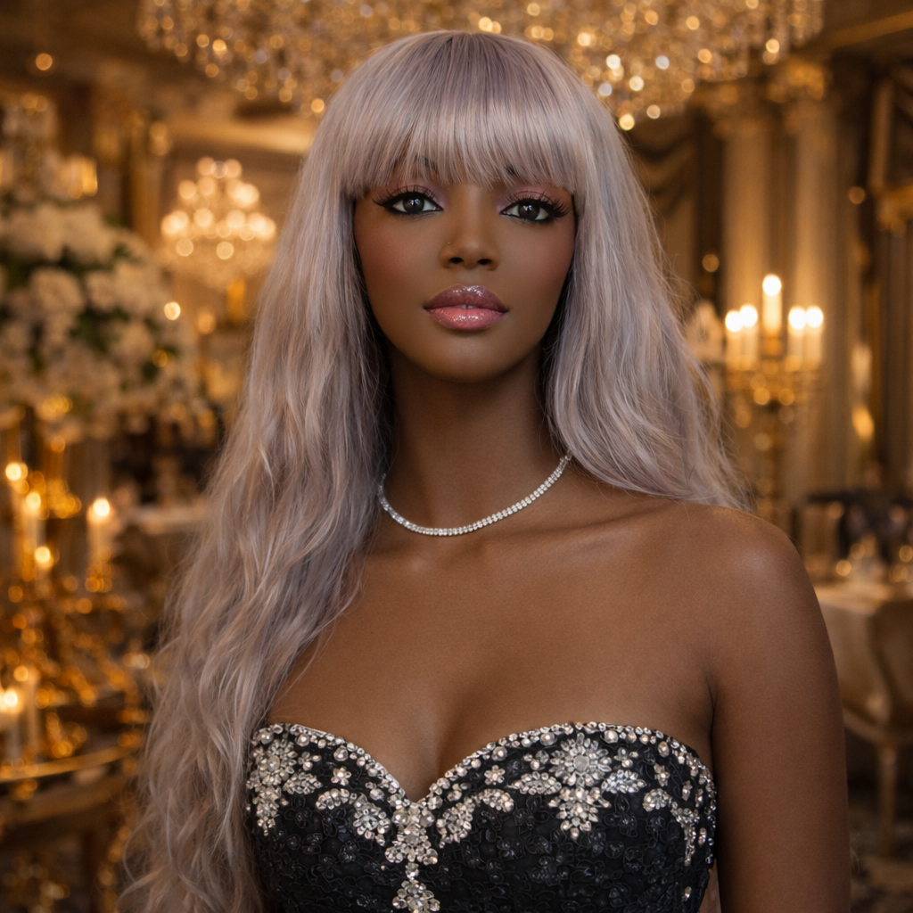 24″ Silver Gray Virgin Remy Custom Wig – 4 Bundles with Light Brown Blend (Special Order)