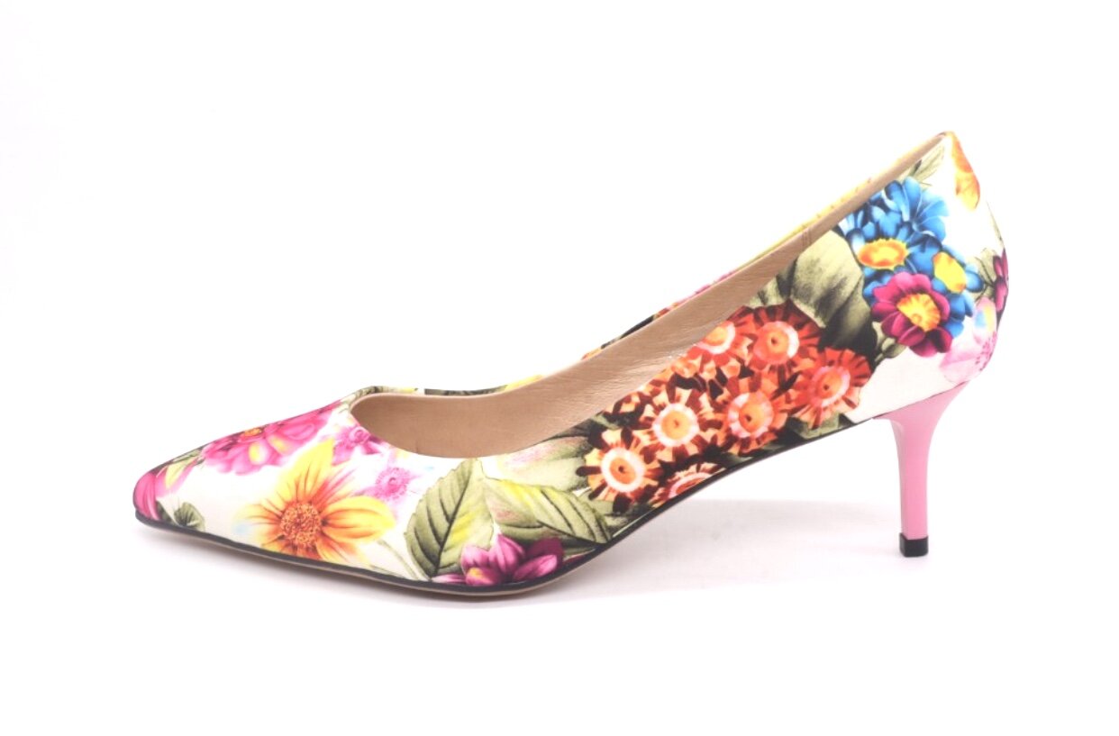 Chinese Laundry Heels Size 8.5M Ruffle Front Pointed Peep Toe Floral Print  Shoes | eBay