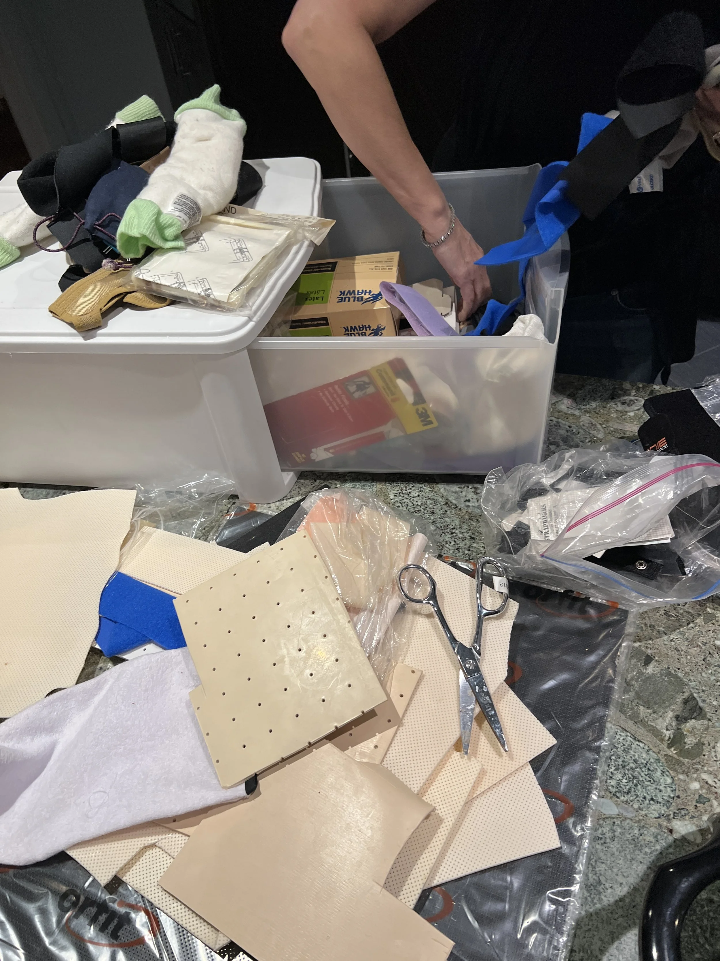 All the old splinting material from the basement