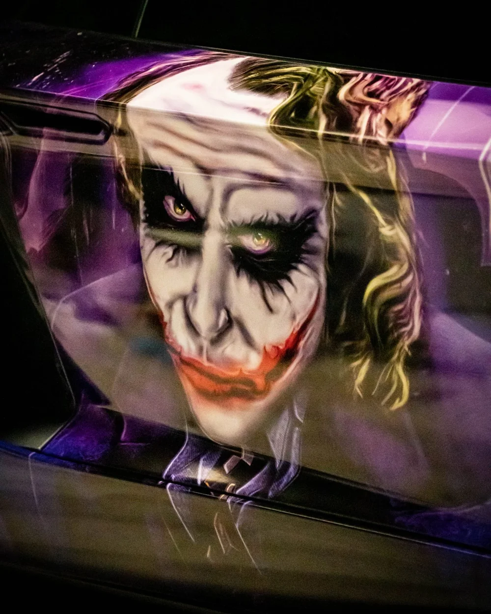The Joker themed custom printed car wrap